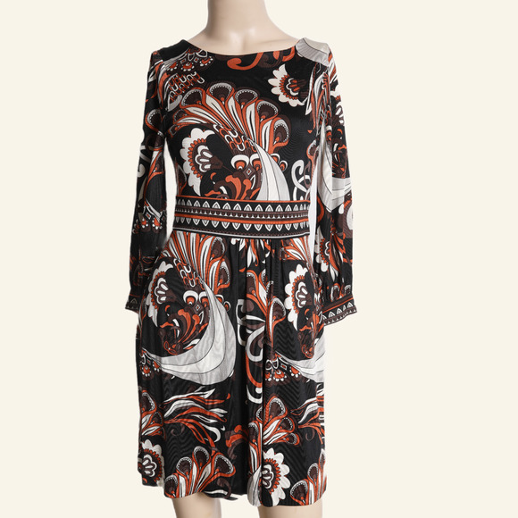 TIBI Multicolor Paisley Long Sleeve Silk Mini Dress - Picture 1 of 5
